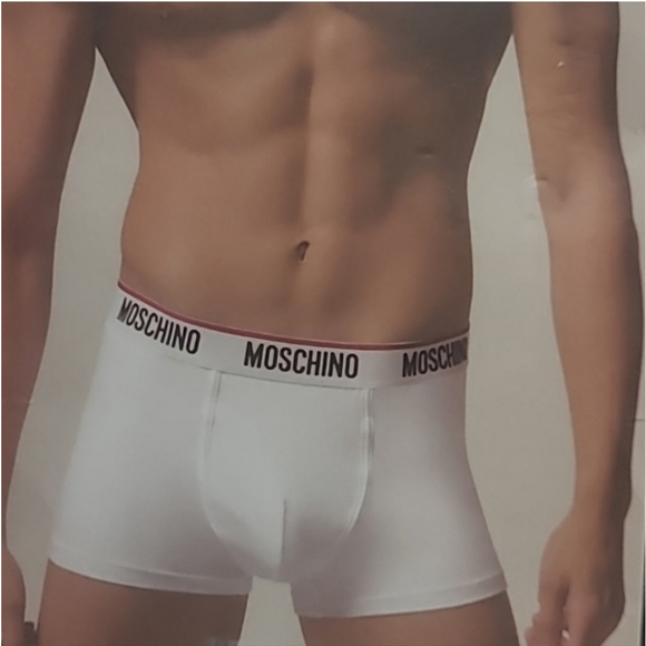 MOSCHINO MEN'S WHITE LOGO BOXER BRIEFS S NEW - Picture 1 of 5